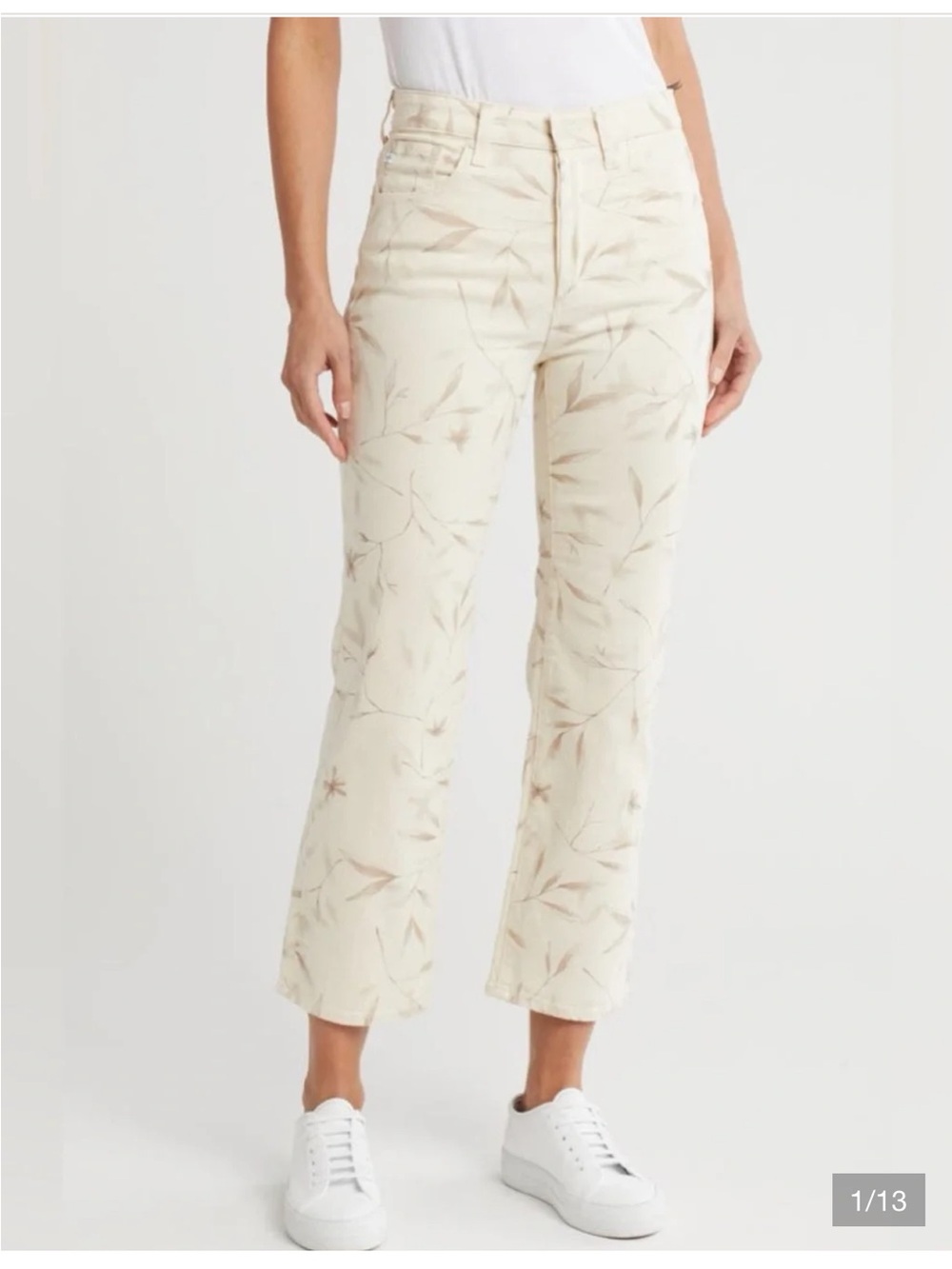 AG $225 Kinsley Straight Leg Pants Winter Flower Almond Biscotti